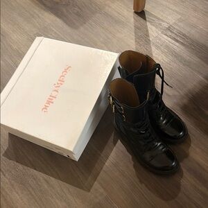 See By Chloe Mallory Buckle-Cuff Moto Combat Booties